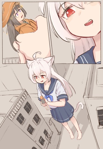 [Kkomo] White cat's small meal cover
