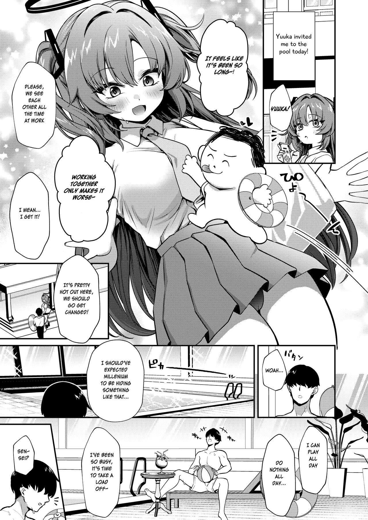 Bishyo Nure Yuuka to Sukumizu Ecchi - Swimsuit Sex with a Sopping Wet Yuuka page 3 full