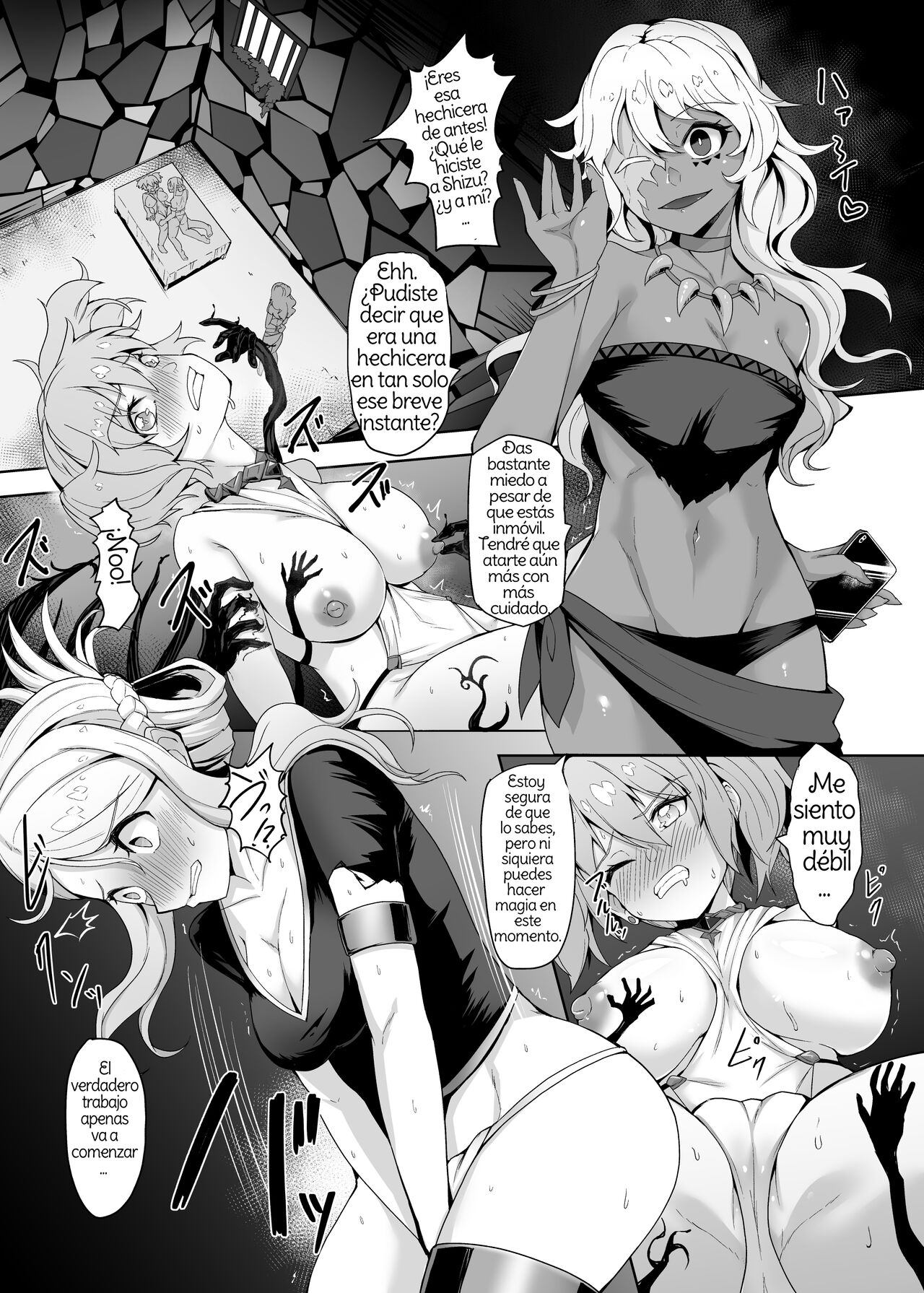 Level Drain Futanari Kyousei Sex o Saserarete, Subete o Ushinau Onna Mahoutsukai to Onna Kenshi Spanish page 12 full