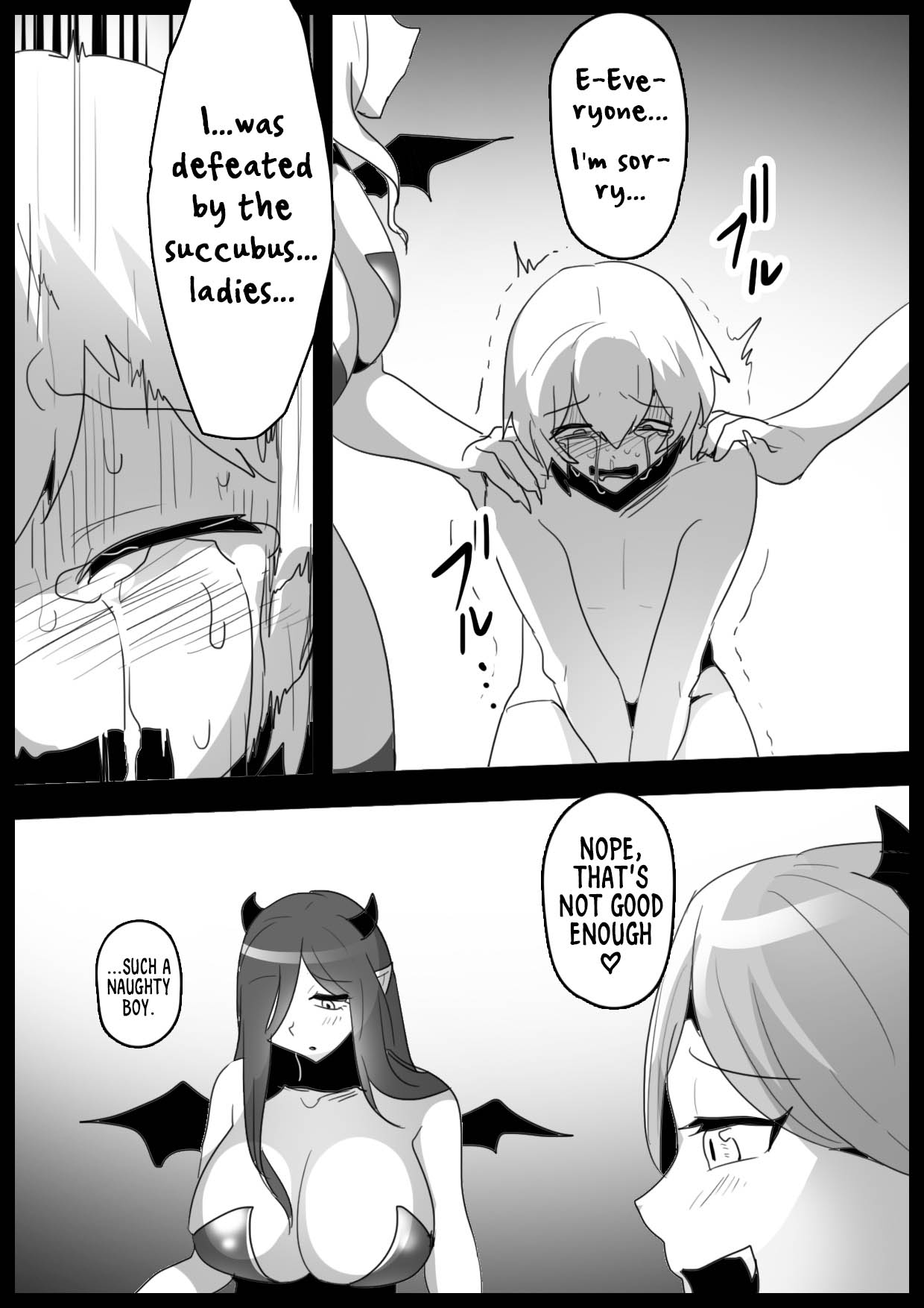 A story about a cheat-class hero being level-drained by low-class succubi and publicly executed. page 8 full