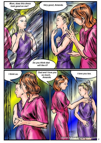 [DrawingIncest]Mother proves her love to the daughter. Dad and granddad take part in cover