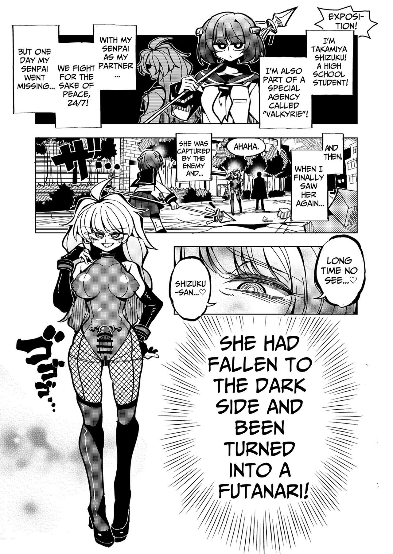 Shizuku to Shiori-Senpai ga Akuochi Futanari Kaizou Sareta node Watashi ga Shasei o Kanri Shimasu!- | Shizuku & Shiori ~It's Up to Me To Service Futanari-modified Senpai!~ page 2 full
