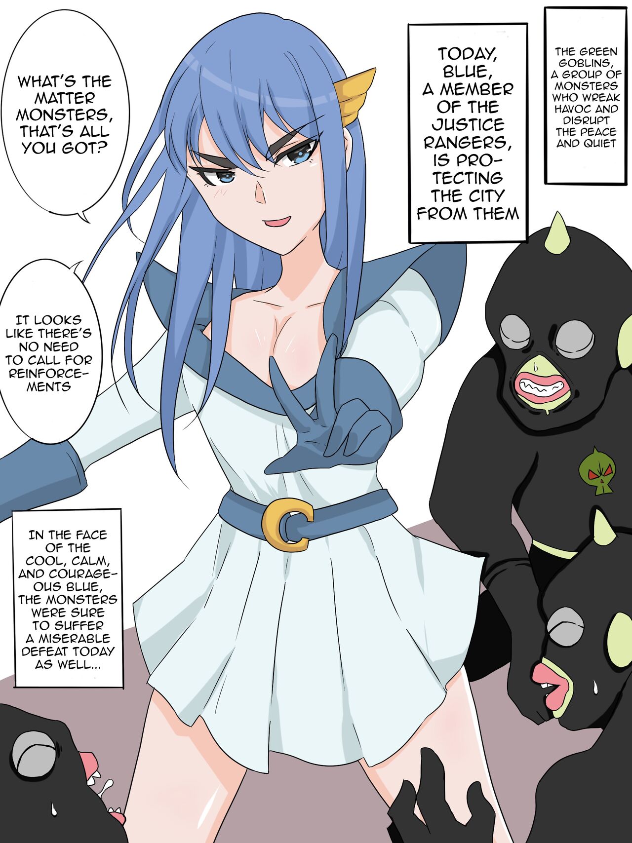 Superheroine from a Sentai series Swaps Bodies with a Low-ranking Combatant page 1 full
