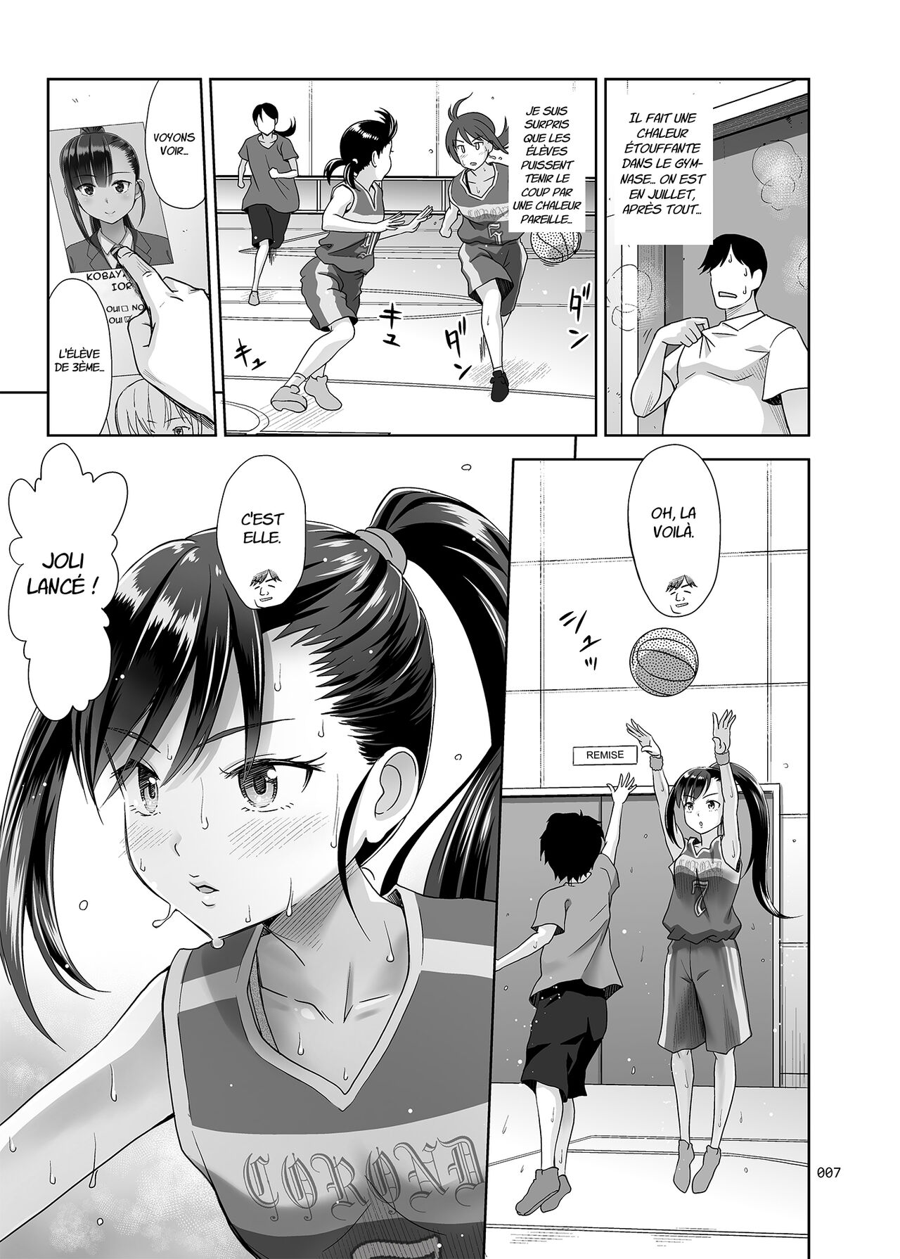 Seishidouin no Oshigoto 3 Mushiatsui Taiiku Souko de Iron na Renshuu o Shitemitara Asedaku ni Natta | Après Tous Ces Exercices Dans la Salle de Stockage Surchauffée, Nous étions Trempés De Sueur. page 6 full