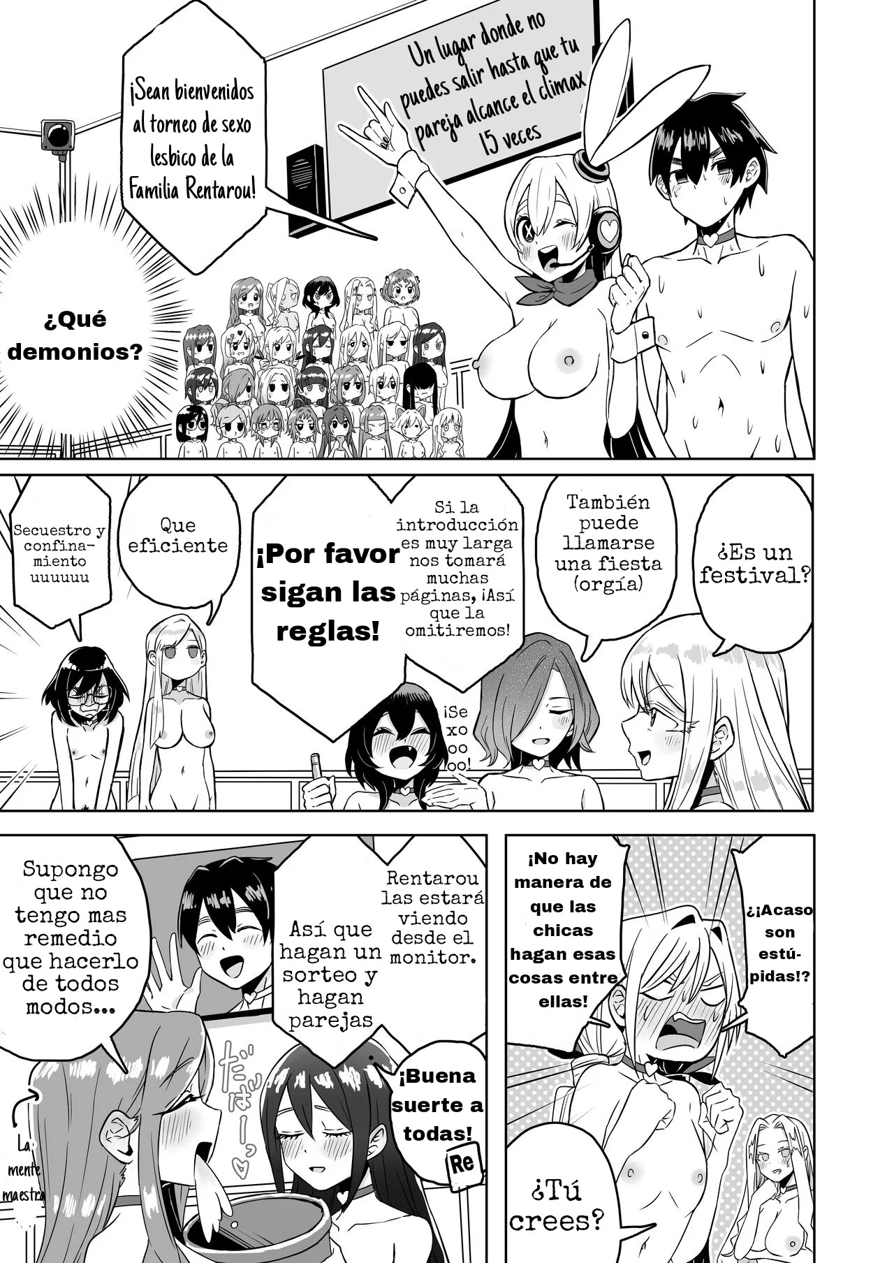 Rentarou Family Les Sex Taikai | La familia Rentarou en un Torneo de Sexo  Lésbico Tournament - Page 1 - Comic Porn XXX