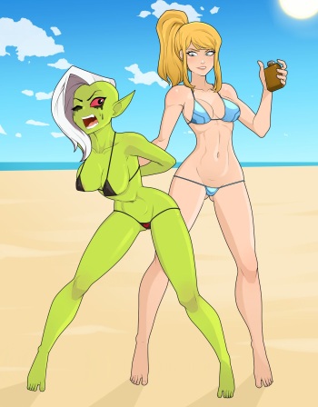 Samus on the Beach Babe Bounty-Hunt (Rodjim X AnoneySnufftan) cover