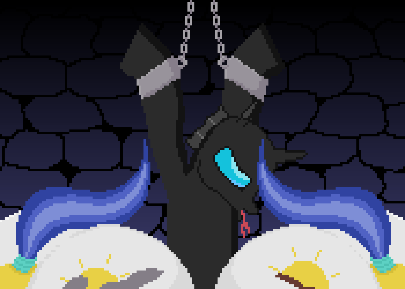 Changeling Punished VIa Double Facesitting By Guard Mares While Chained Up In Dungeon page 8 full