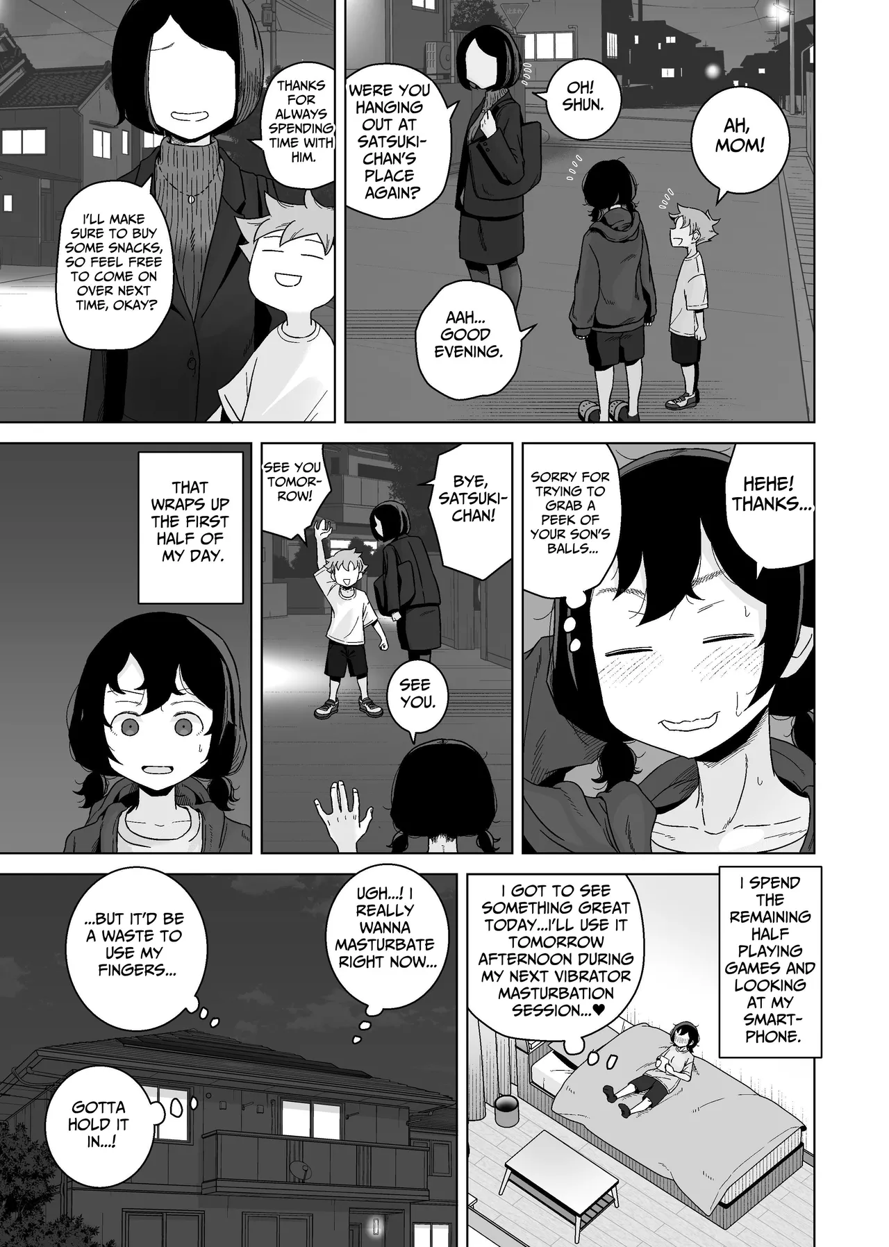 Onanie Izon Jidaraku Joshi wa Shounen no Onanie o Nozokimisuru. | A Masturbation Addicted Slob Girl Peeps on a Boy Jerking Off. page 9 full