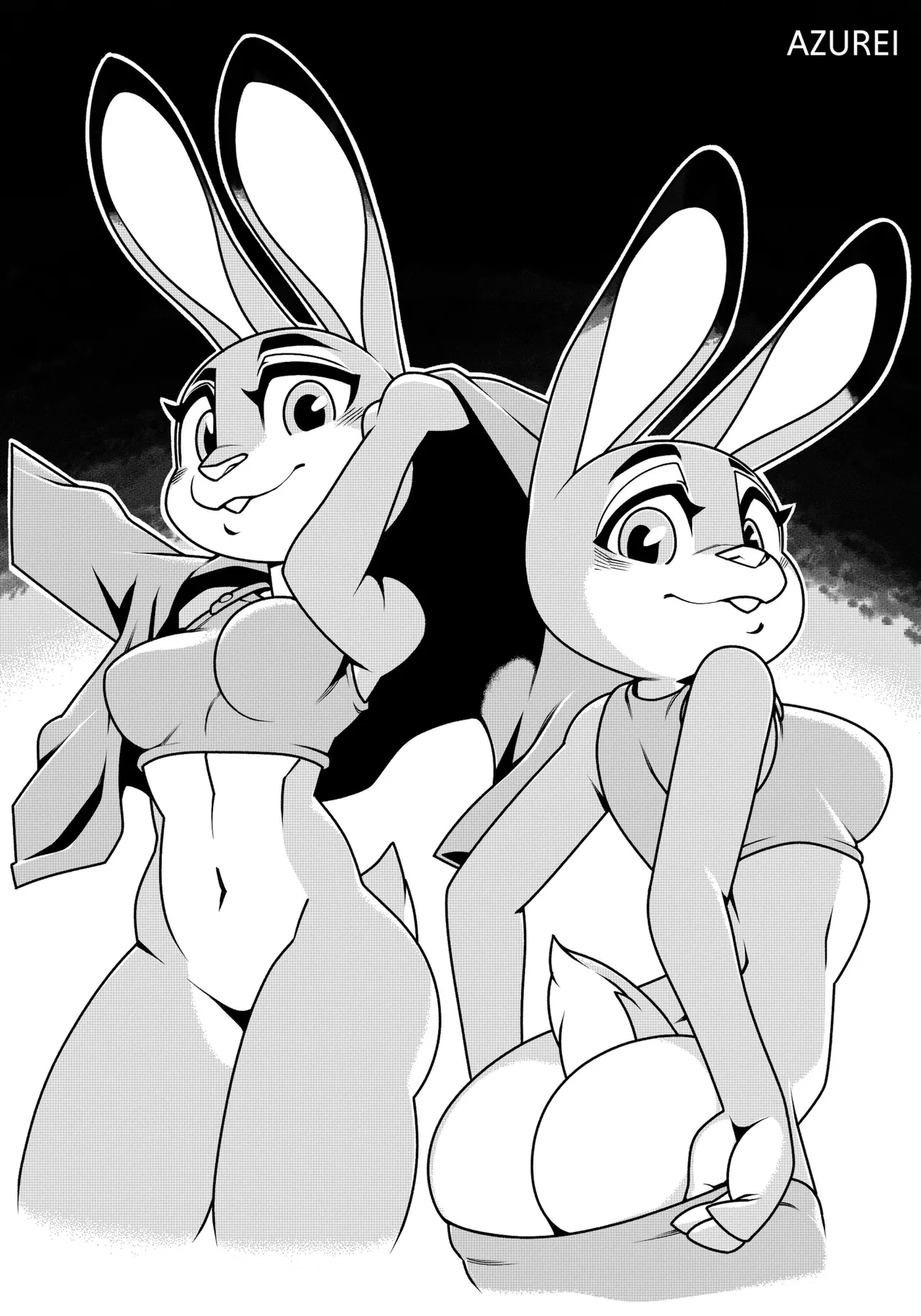Judy Hopps x Nick Wilde B&W Comic page 1 full