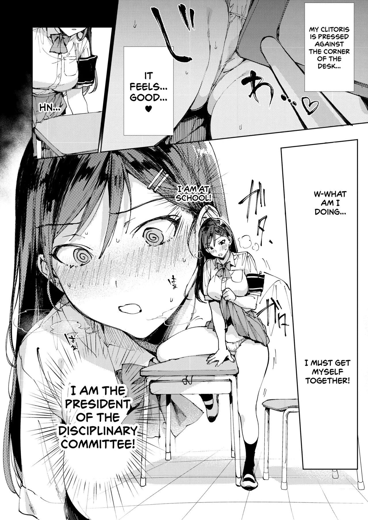Kiritsu ni Kibishii Fuuki Iinchou wa Kounai de Himitsu no Dosukebe Onanie ga Yamerarenai! | The Strict Head of the DIsciplinary Committee Just Can't Stop Masturbating at School! page 11 full