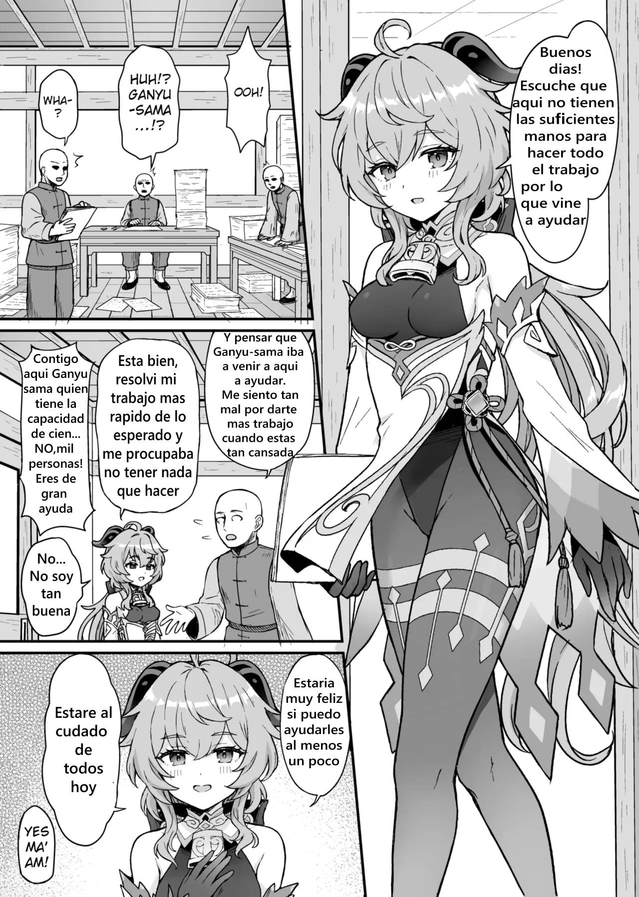 Ganyu-chan ga Shigoto to Seiyoku Shori o Otetsudai suru Hon. | Un Libro donde Ganyu-chan ayuda a los trabajadores con su deseo sexual page 2 full