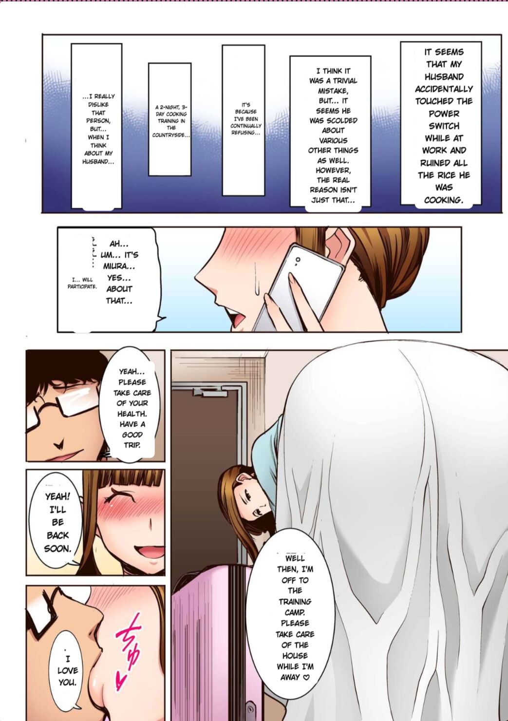 Ochita Part Zuma Miura Manami Kenshuu Ryokou de Watashi no Karada wa Daikirai na Ano Otoko ni Nando mo Ikasaremashita... Full Color Ban page 9 full