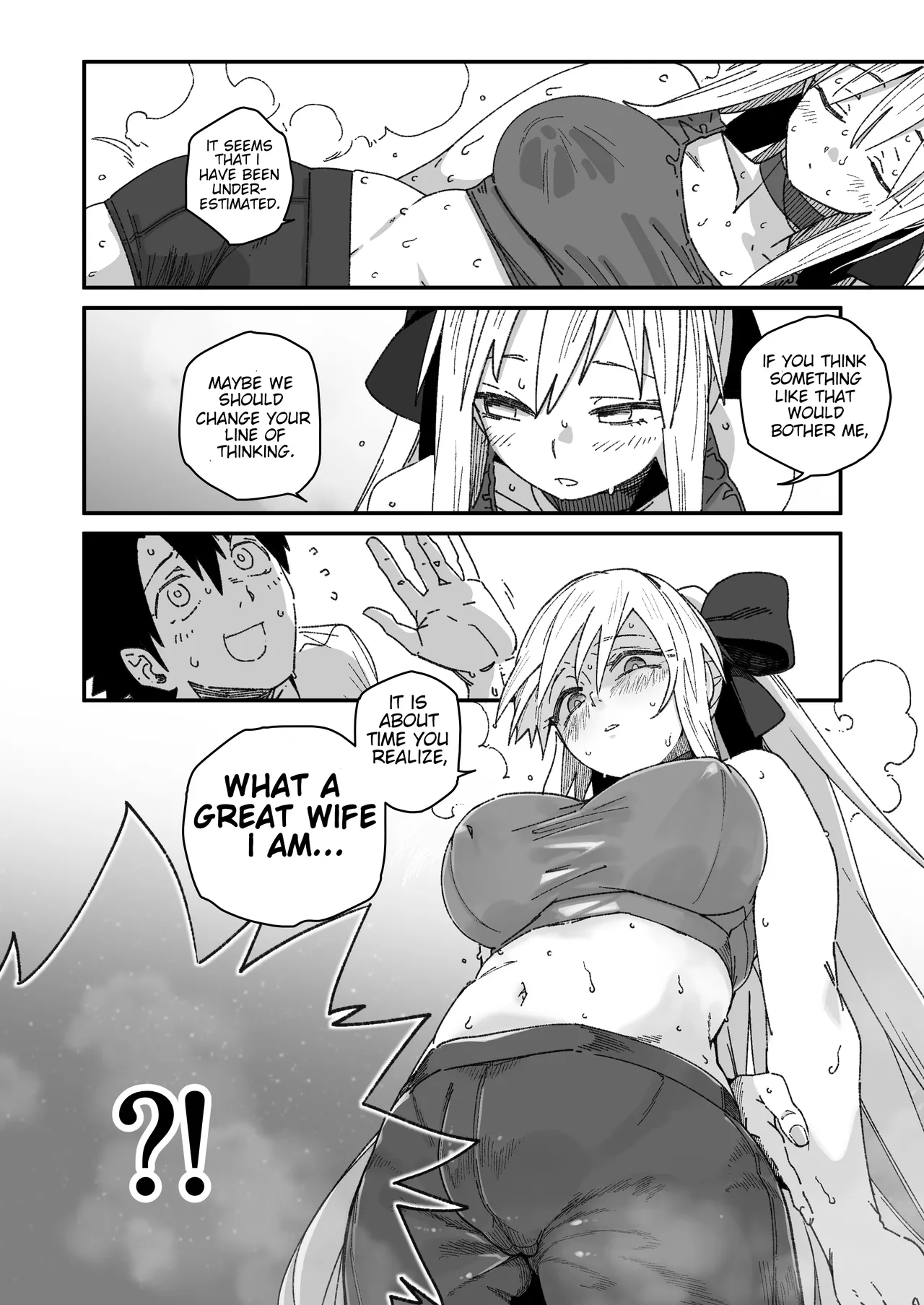 Morgan ga Otto to Issho ni Ase o Kaku Hon. | A Book about Morgan Getting Sweaty Together with Her Husband. page 6 full