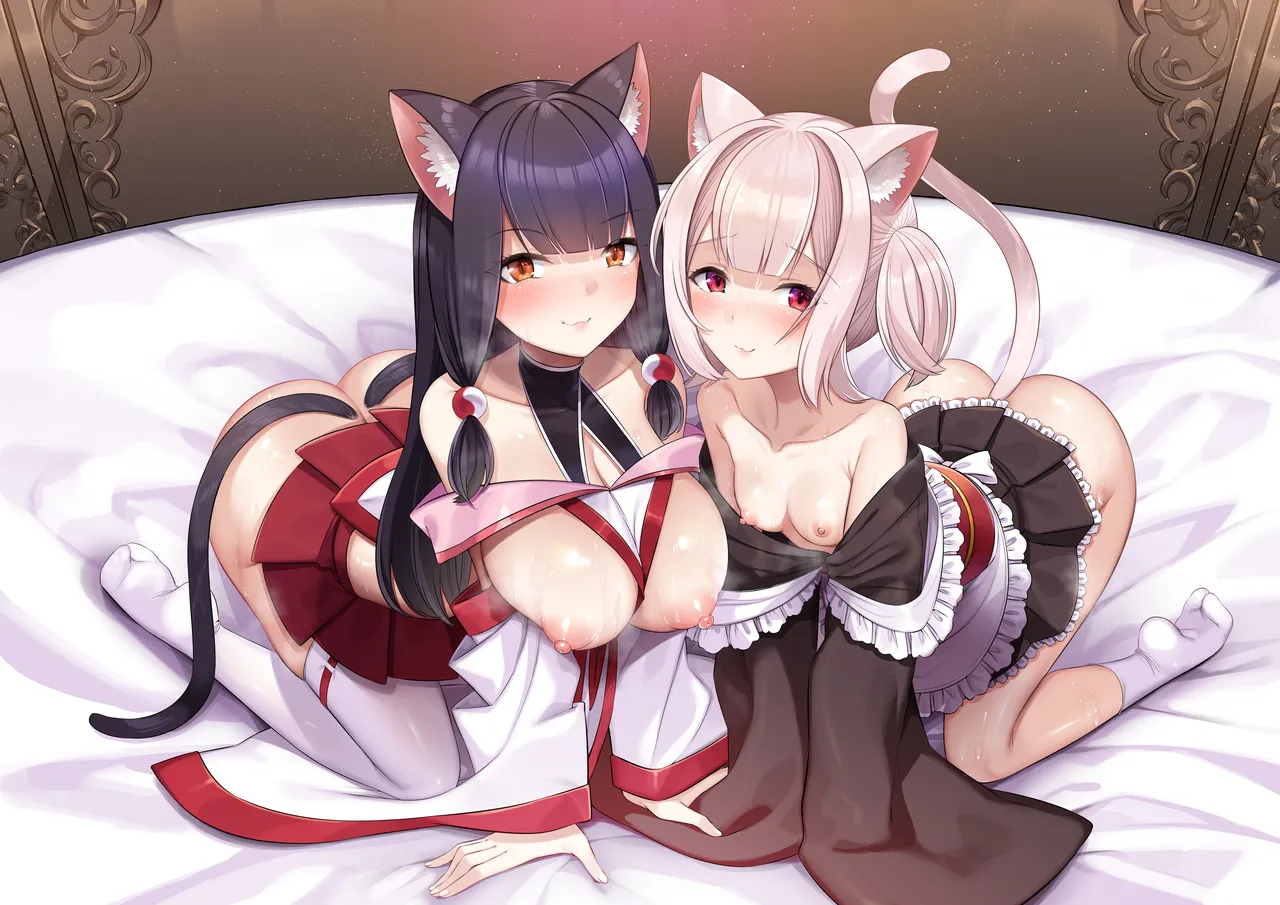 巨乳巫女姫と美乳従者が揃って子種を求めてくるケモミミ絶頂ハーレムエッチ 〜男が産まれない異世界へ召喚された俺がヒロインを充てがわれて子作りエッチ6〜 page 2 full