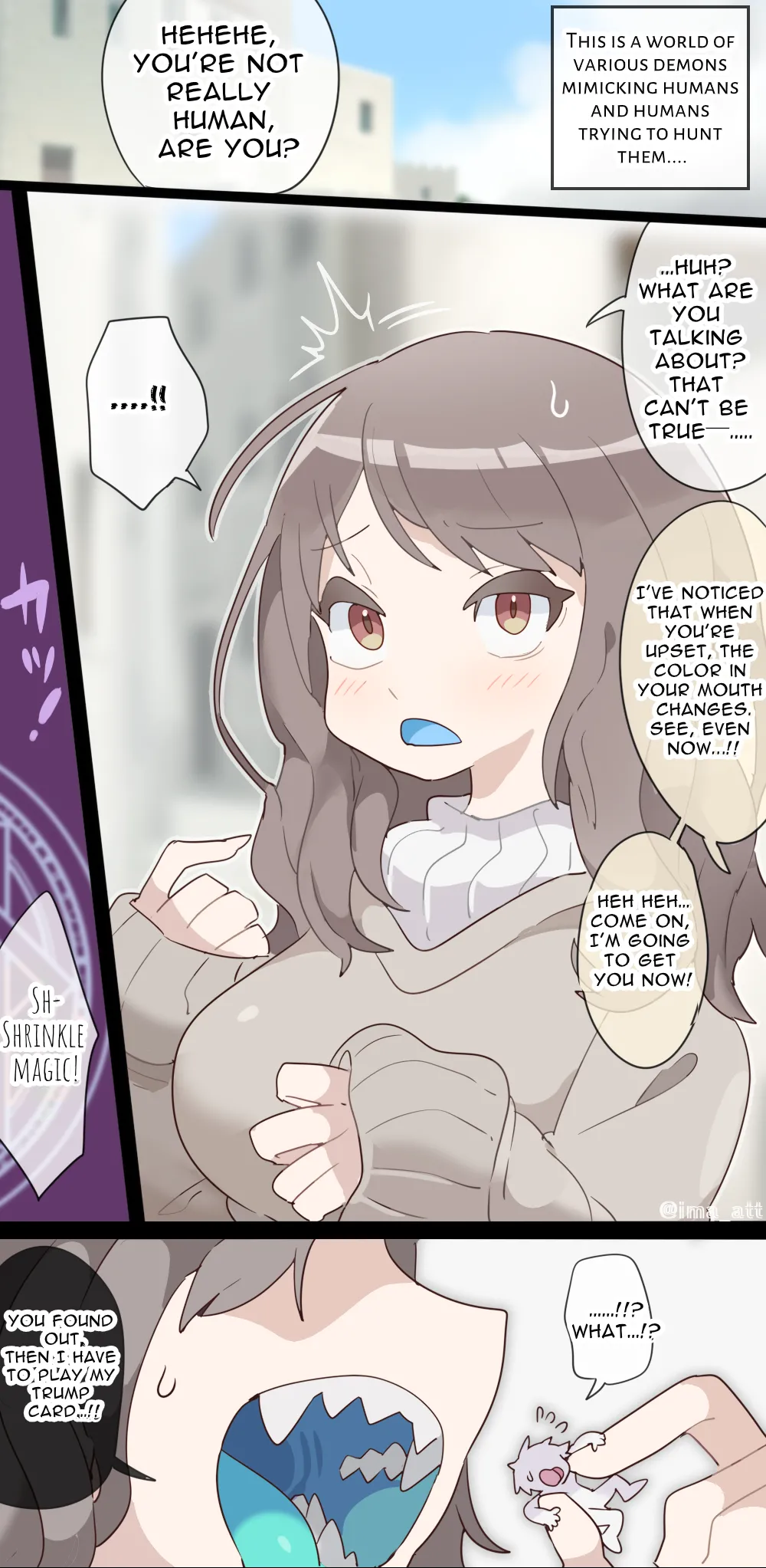 A vore manga where you are shrunk by a girl with blue mucous membranes and then swallowed whole page 1 full