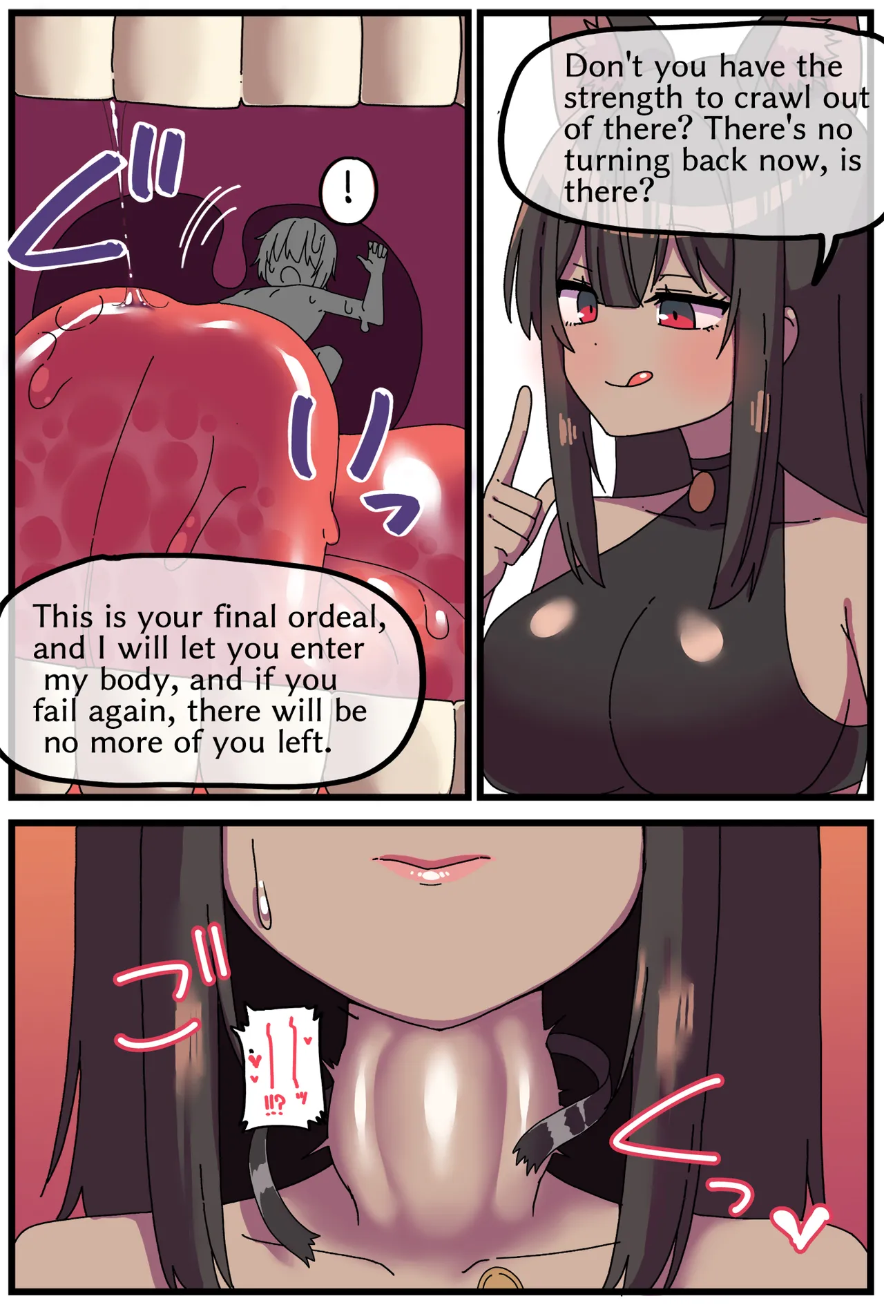 Giant brown catgirl swallowing manga page 7 full