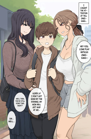 [Wakamatsu] Megutai Choushin Onee-san-tachi ni Ryousoku kara Press Sarete Nigerarenai Sex | Sex Where I'm Sandwiched Between Tall, Busty Onee-sans and Unable to Escape [English] cover