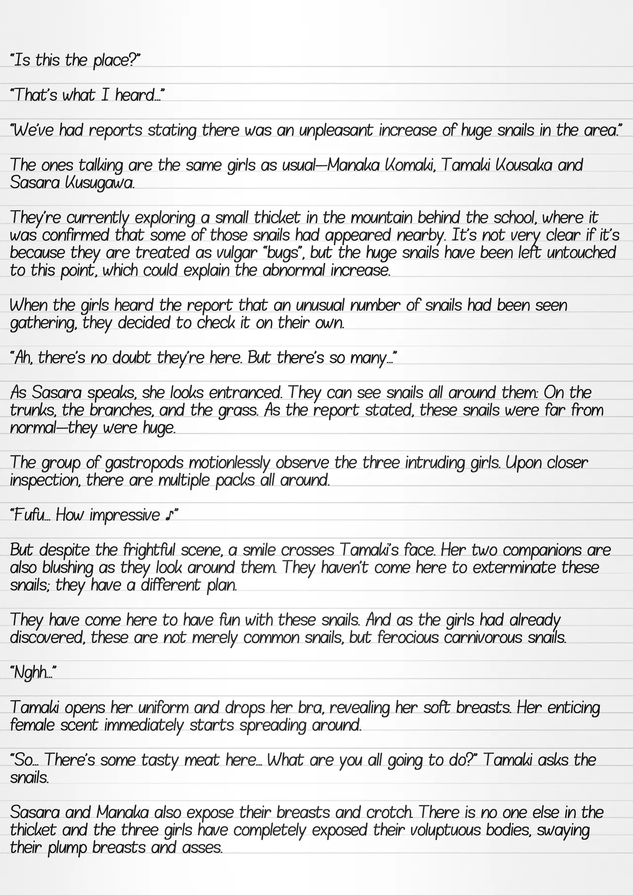 Misuke's Short Stories 23 - 3 Girls and Meat-Eating Snails page 2 full