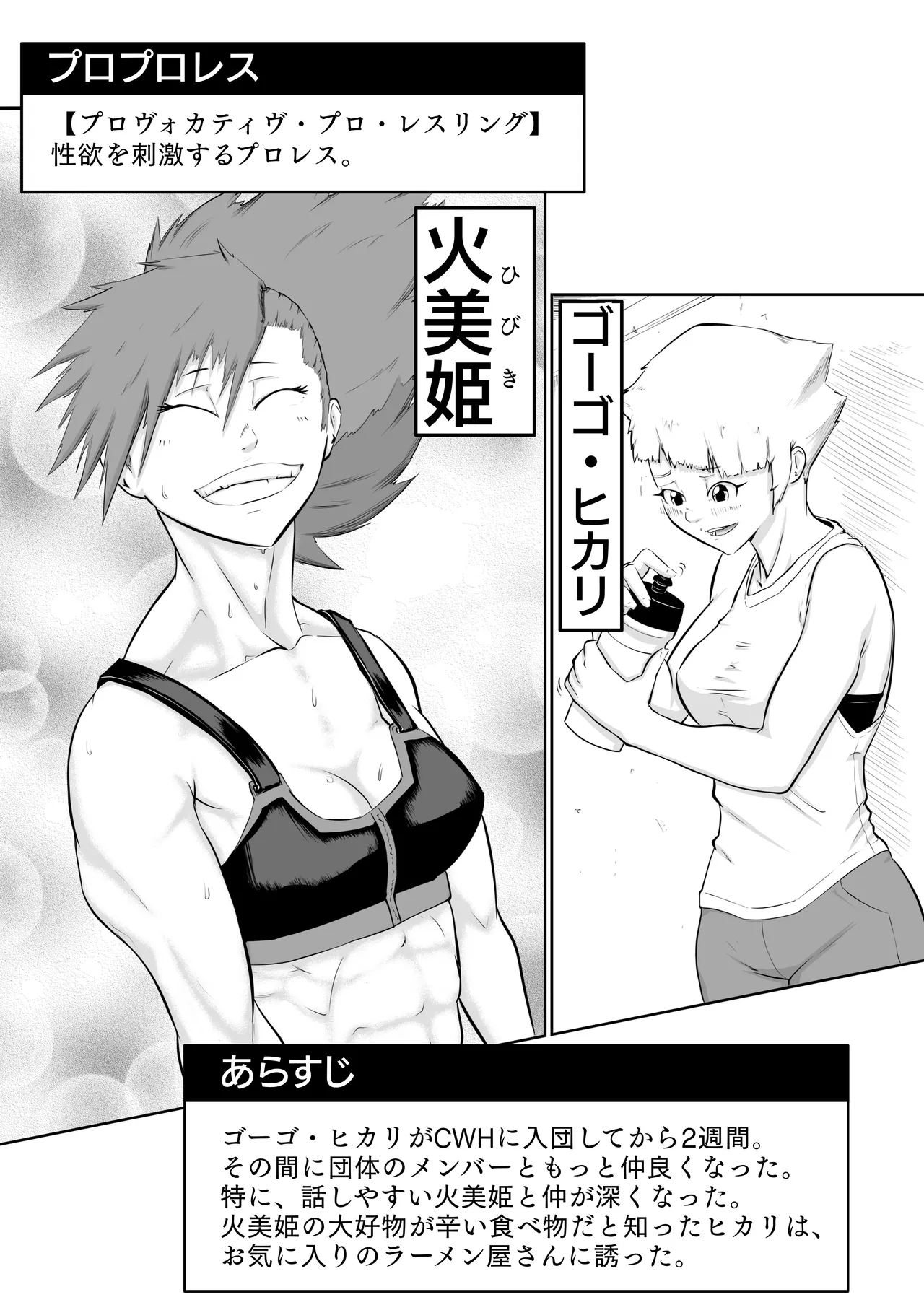 プロプロレス「H+」:【記憶喪失】 筋肉フェチの火美姫ちゃんがナンパについていく page 2 full