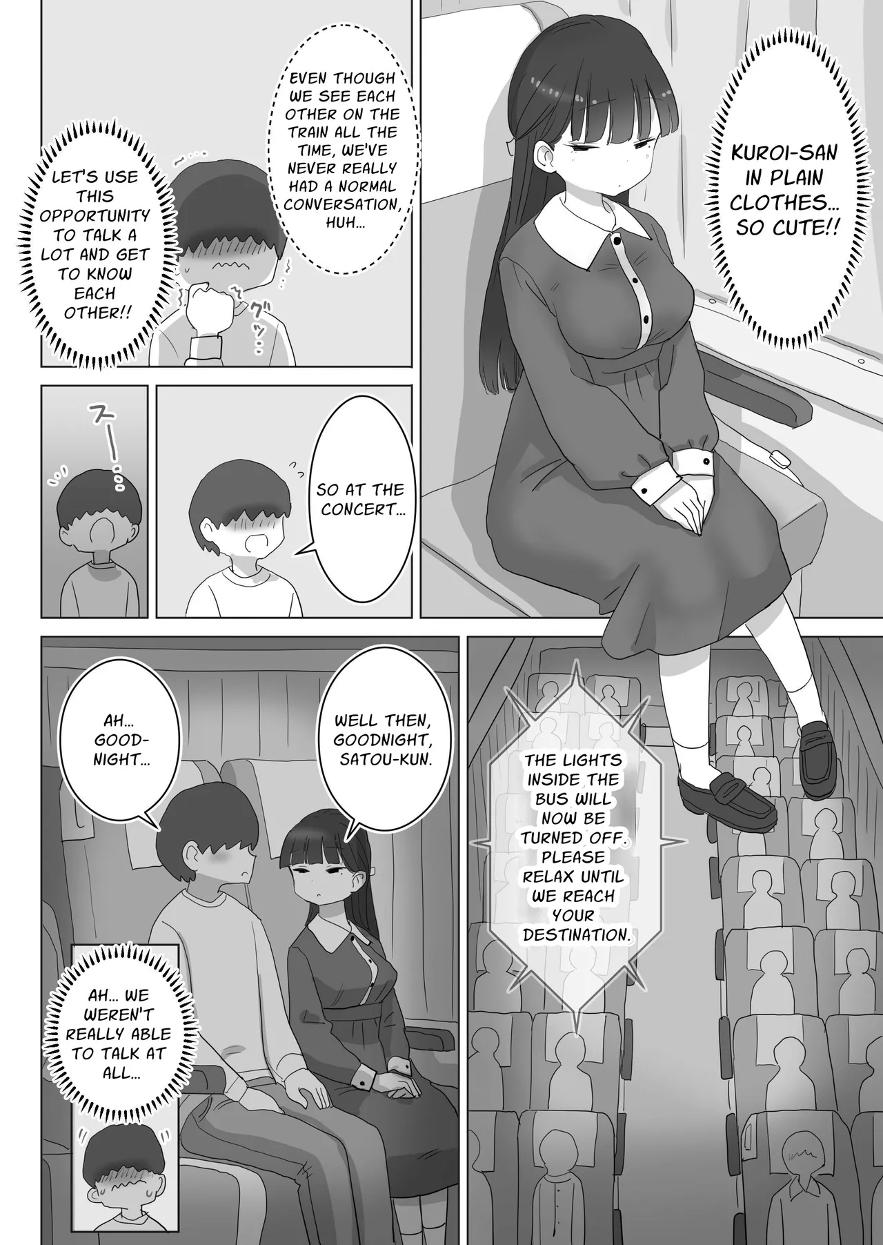 Yokou Bus Demo Kossori Nakadashi Sasete Kureru Classmate no Kuroi-san | My Classmate Kuroi Lets Me Secretly Creampie Her Even On An Overnight Bus page 6 full